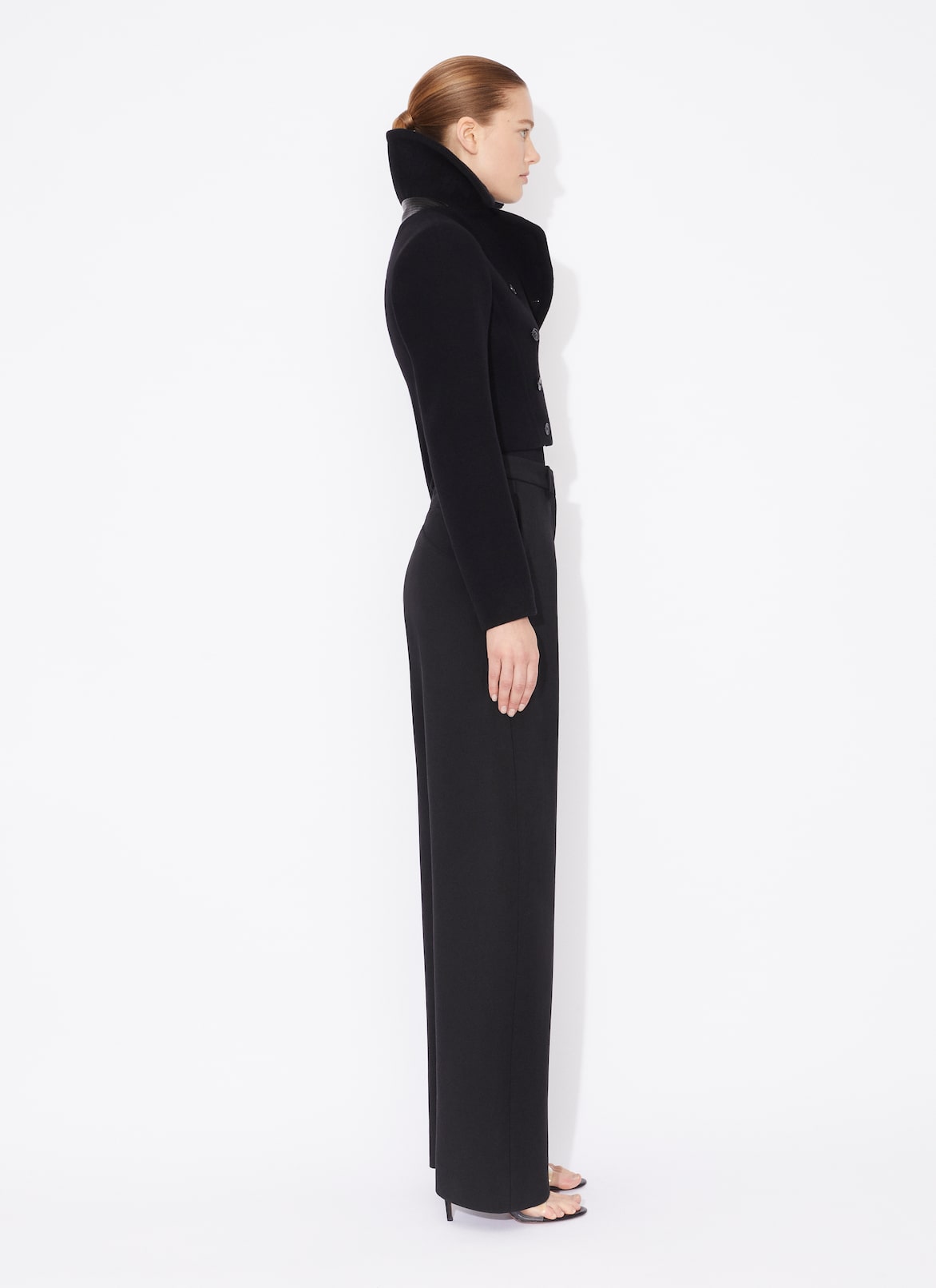 ROUND JEANS IN WOOL GABARDINE ALAÏA BLACK ROUND JEANS IN WOOL GABARDINE